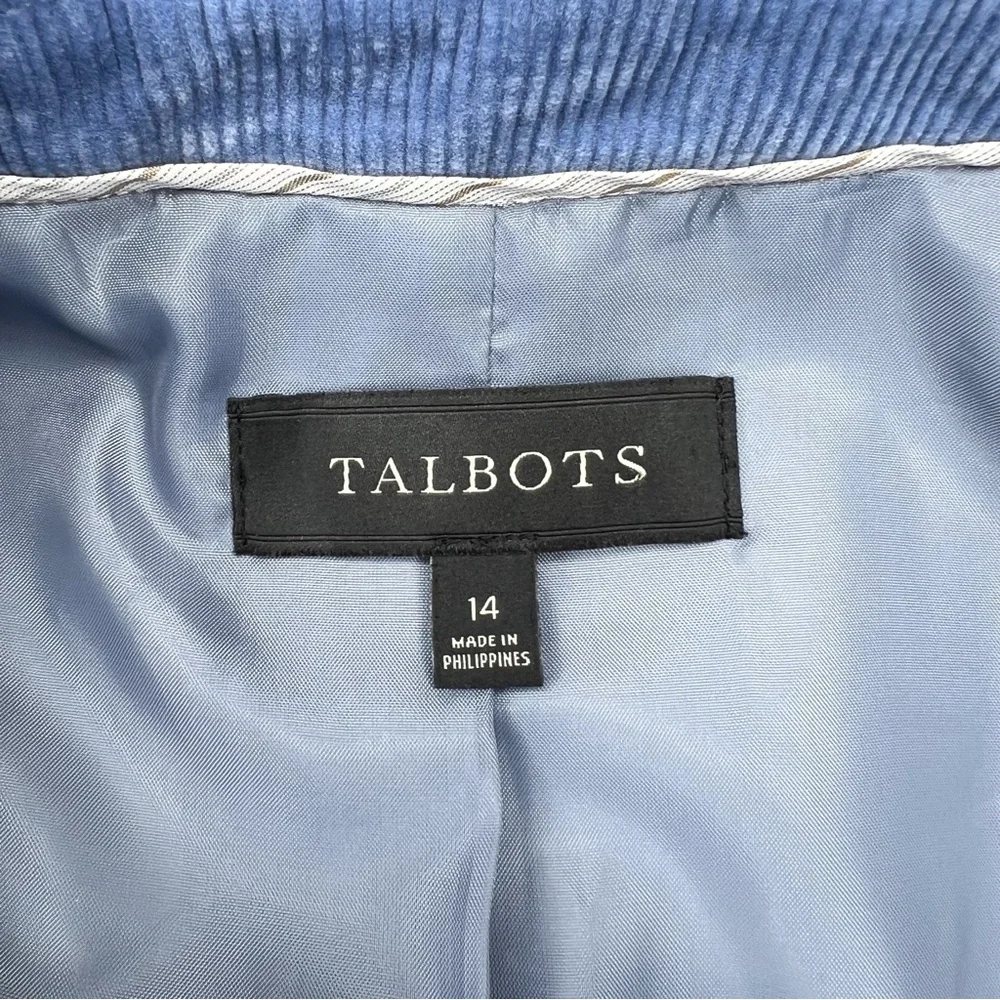 Talbots Corduroy Double Breasted Blazer Blue size 14